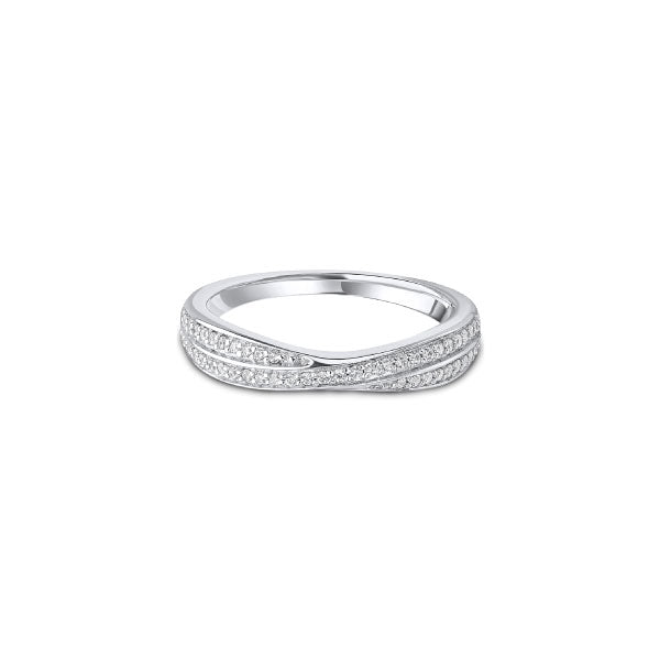 Platinum Crossover Curved 0.20ct Diamond Ring