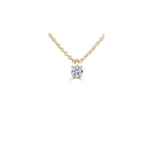 9ct Yellow Gold 0.15ct Round Brilliant Cut Lab Diamond Pendant Necklace