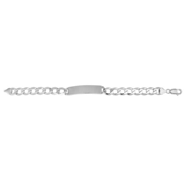 Mens Silver Flat Open Curb ID Bracelet