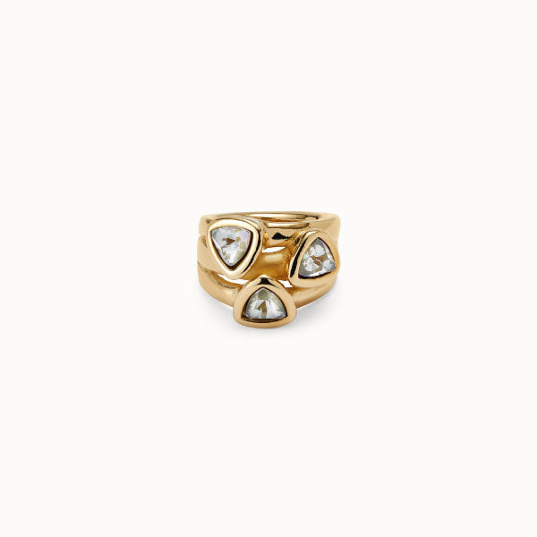 Gold Plated Ring with Three Crystals