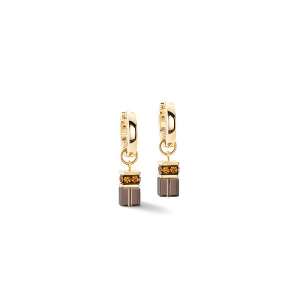 Coeur de Lion GeoCUBE® YGP Brown Earrings