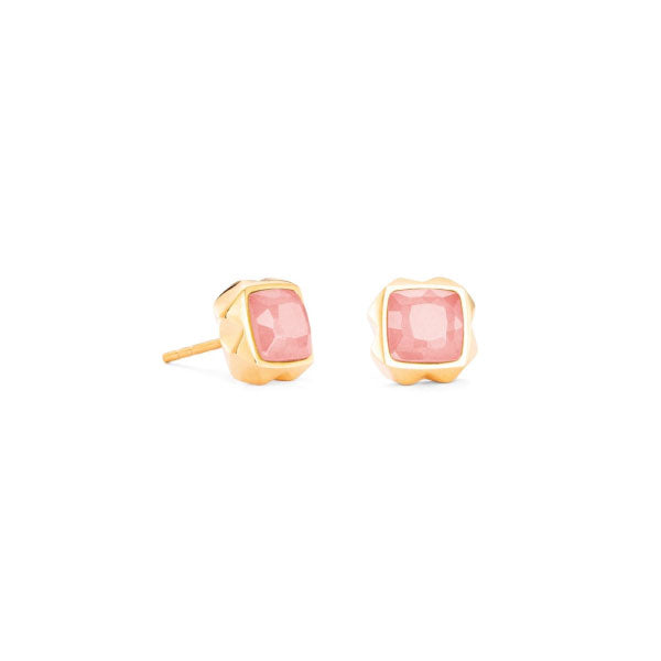 Coeur De Lion Rose Quartz Square Earrings