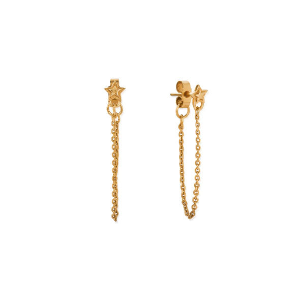Gold Radiant Essence Chain Stud Earrings