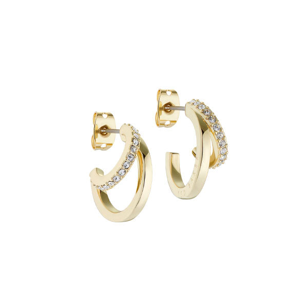 Ted Baker Gold Tone Crystal Double Hoop Earrings