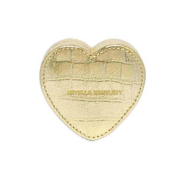 Estella Bartlett Mini Heart Shaped Gold Croc Embossed Jewellery Box