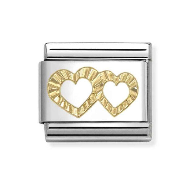 18k Gold Diamond Cut Double Hearts Profile Link