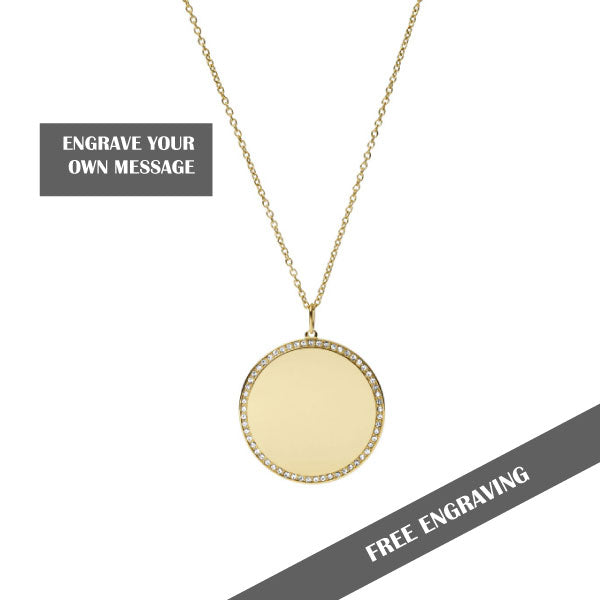 Fossil Lane Engravable Gold-Tone Stainless Steel Necklace