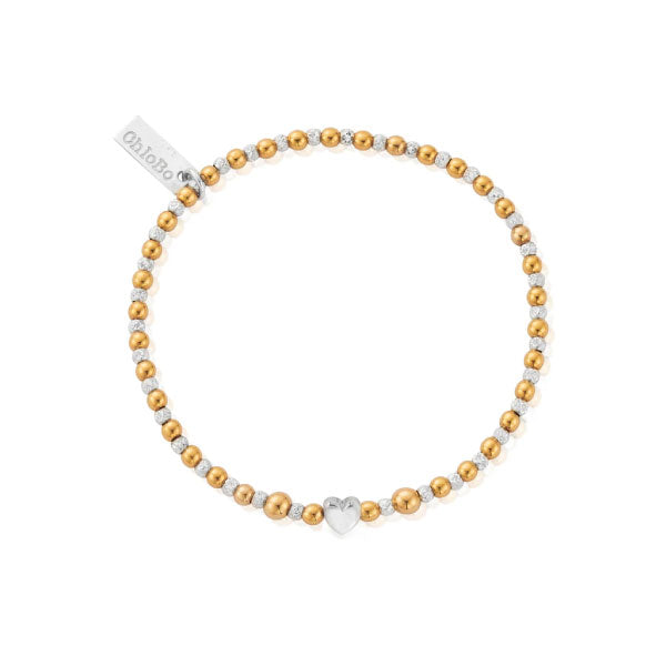 Gold & Silver Inset Heart Bracelet