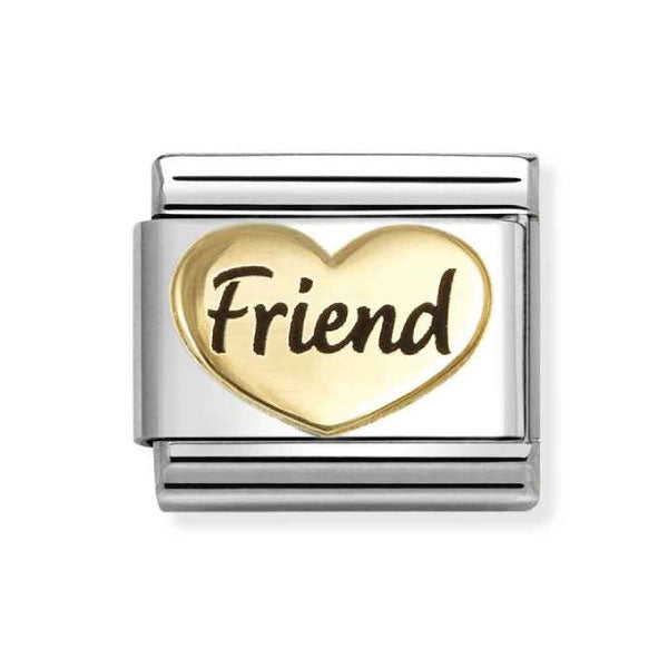 18k Gold with Enamel Friend Heart Link
