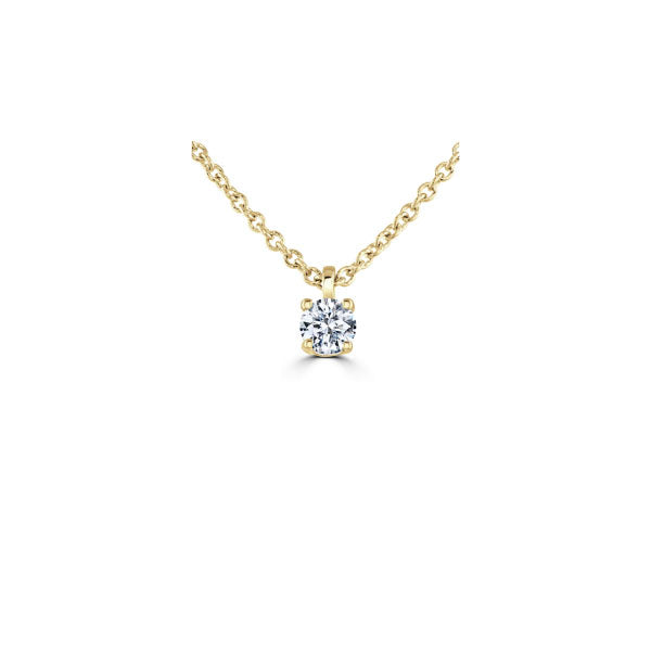 9ct Yellow Gold 0.30ct Round Brilliant Cut Lab Diamond Pendant Necklace