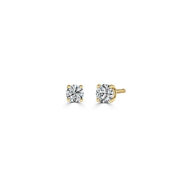 9ct Yellow Gold 0.30ct Round Brilliant Cut Lab Diamond Stud Earrings