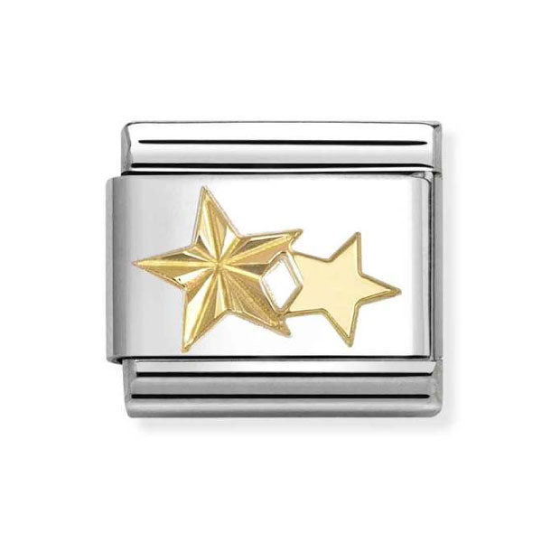 18k Gold Diamond Cut Double Stars Link