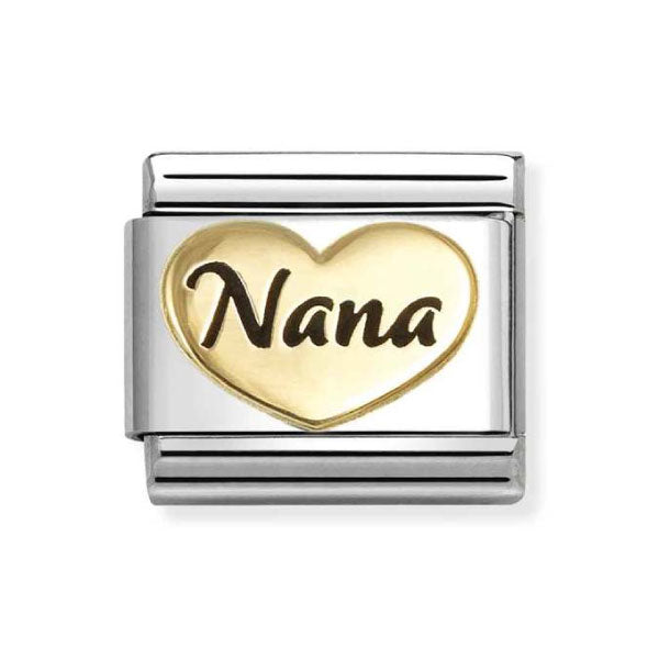 18k Gold with Enamel Nana Heart Link