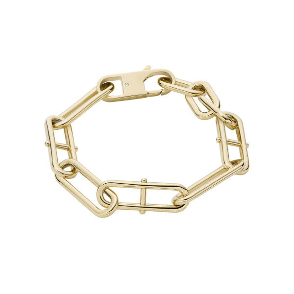 Fossil Heritage D-Link Gold-Tone Stainless Steel Chain Bracelet