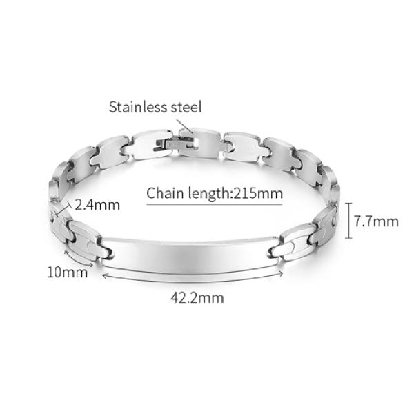 Engravable Men's Stainless Steel Identity Bracelet