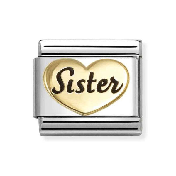 18k Gold with Enamel Sister Heart Link