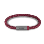 Hugo Boss Burgundy Braided Leather Bracelet