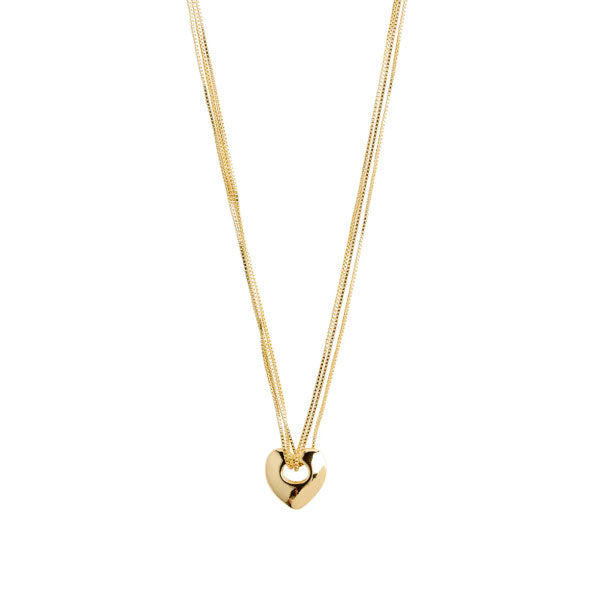 Pilgrim Wave Heart Necklace Gold-Plated