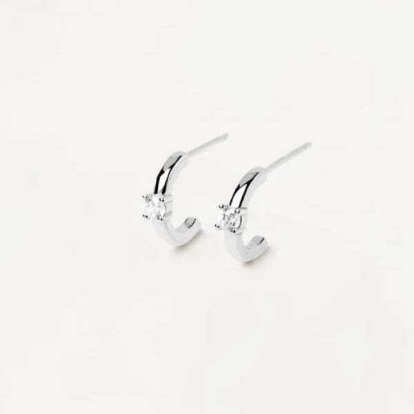 PDPAOLA White Solitary Earrings Silver