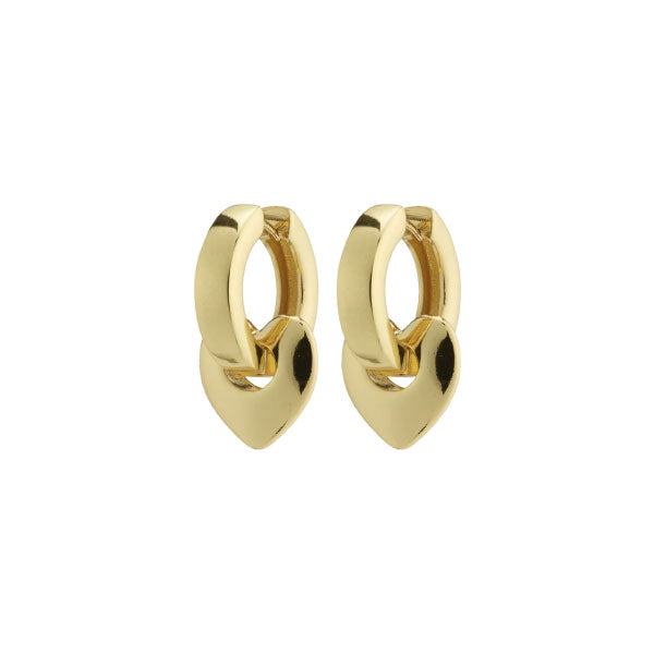 Pilgrim Wave Chunky Heart Hoops Gold-Plated