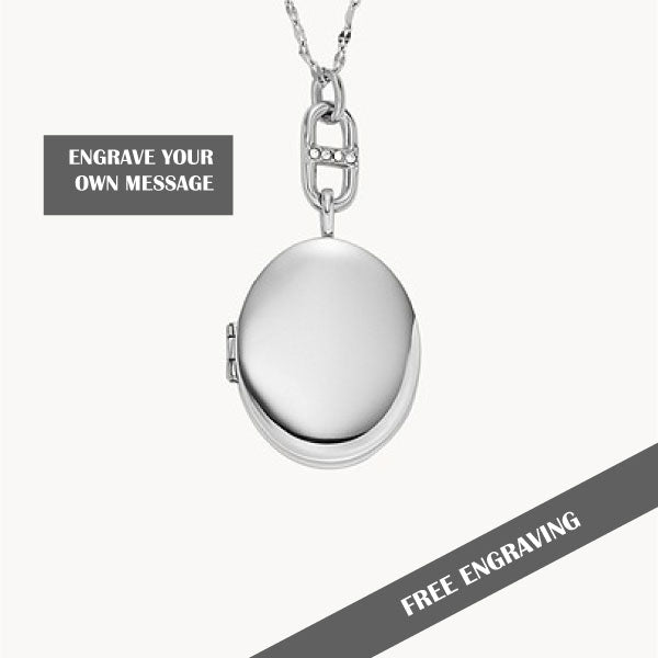 Fossil Locket Collection Stainless Steel Necklace