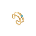 Ania Haie Gold Turquoise Wave Double Band Adjustable Ring