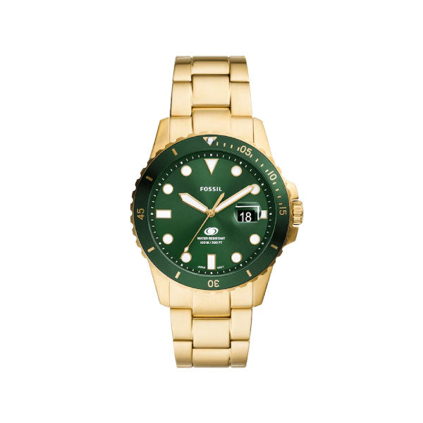 Fossil Green Dive Three-Hand Date Gold-Tone Watch