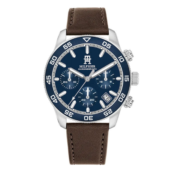 Tommy Hilfiger Brown Leather Blue Dial Watch