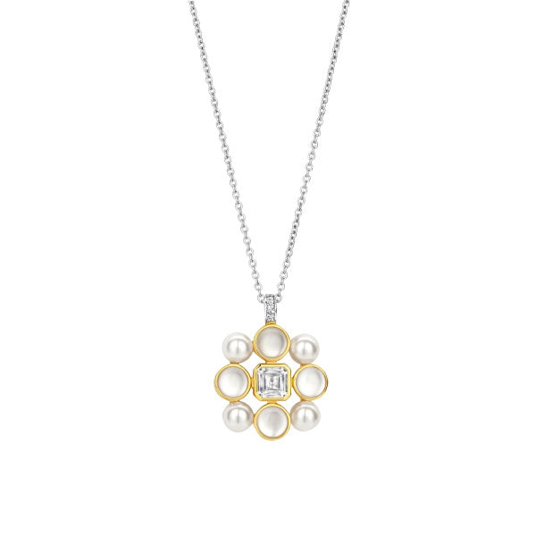 Ti Sento YG Pearl Cluster Necklace