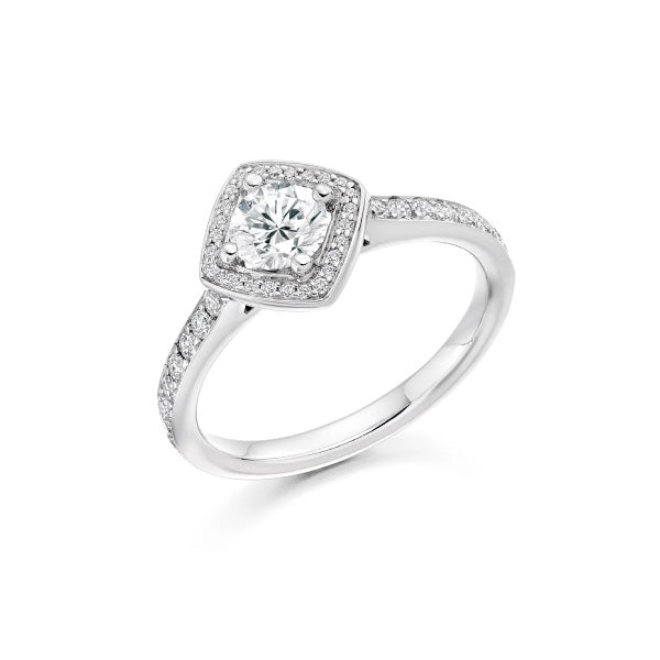 18ct White Gold 0.50ct Round Brilliant Cut Natural Diamond Set Engagement Ring