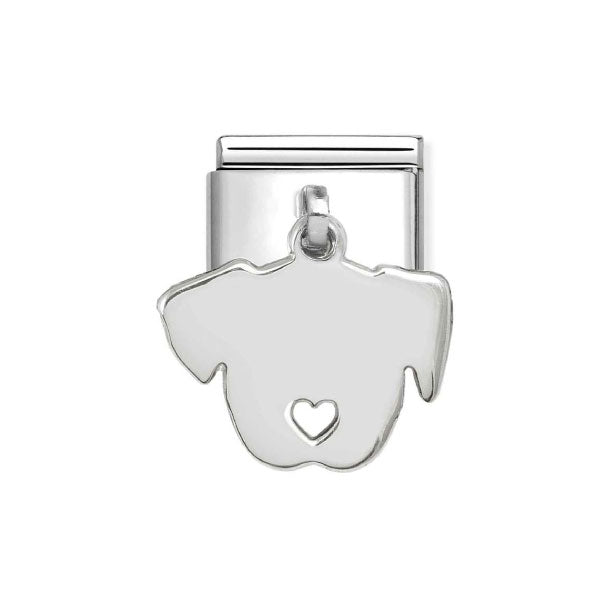 Silver Dog Face Pendant Link