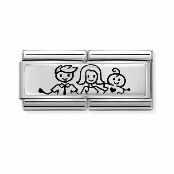 Composable Classic DOUBLE ENGRAVED steel and 925 sterling silver CUSTOM Family with baby boy