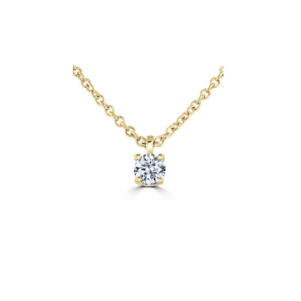 9ct Yellow Gold 0.50ct Round Brilliant Cut Lab Diamond Pendant Necklace