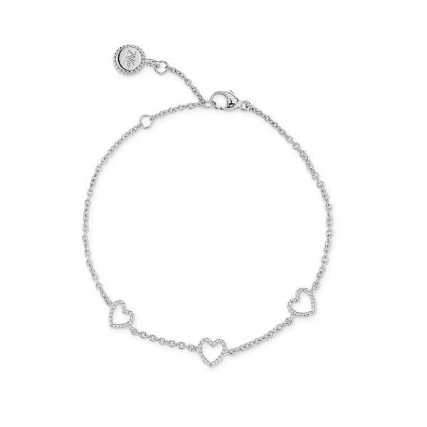 24Kae Silver Bracelet With Rope Structured Hearts