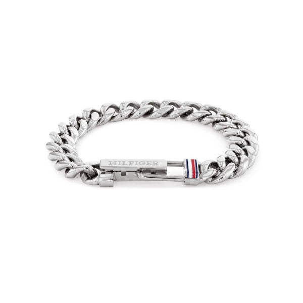 Curb Link Silver Mens Bracelet