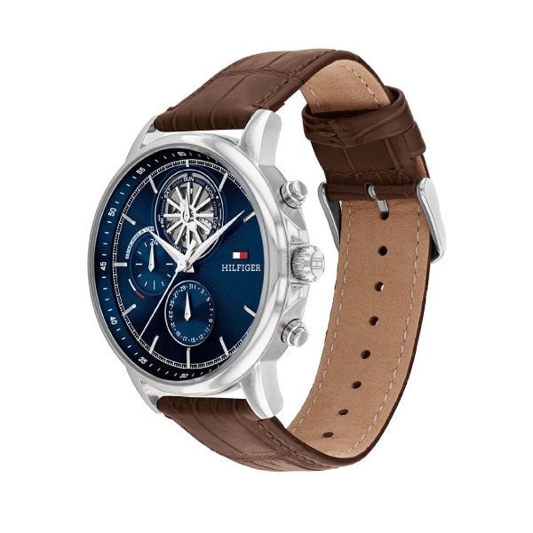 Tommy Hilfiger Stewart Brown Leather Blue Dial Watch