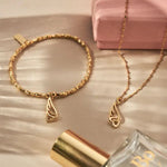 Chlobo Interlocking Heart and Angel Wing Bracelet Gold