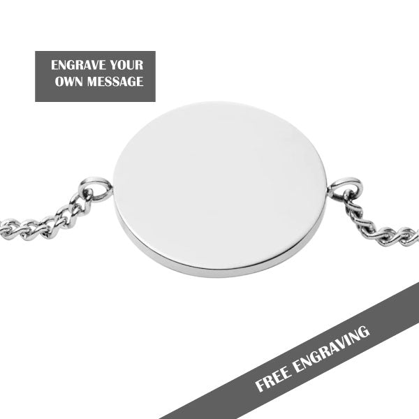 Fossil Engravable Disc Stainless Steel Bracelet