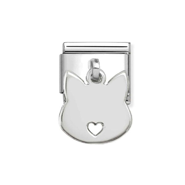 Silver Cat Face Pendant Link