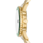 Fossil Green Dive Three-Hand Date Gold-Tone Watch