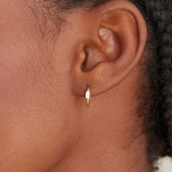 Ania Haie Gold Sparkle Emblem Huggie Hoop Earrings