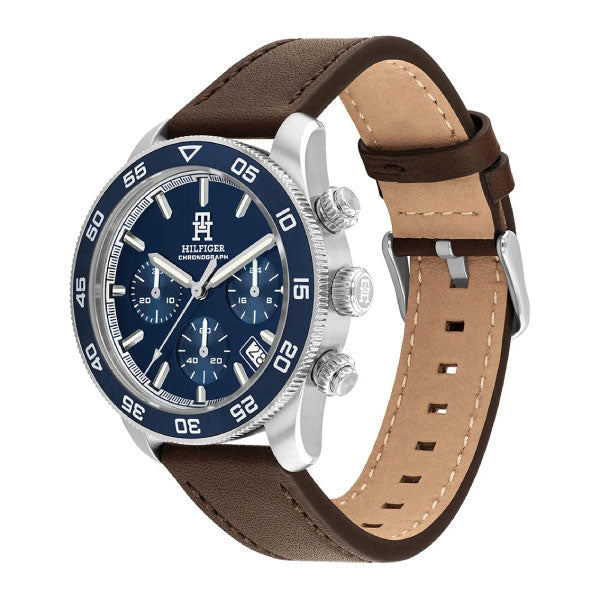 Tommy Hilfiger Brown Leather Blue Dial Watch