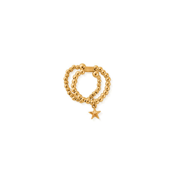 Gold Mini Raised Star Double Ring