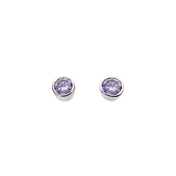 Silver 4mm Round Amethyst Stud Earrings