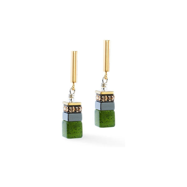 GeoCUBE® Precious Motion Gold Earrings Forest Light