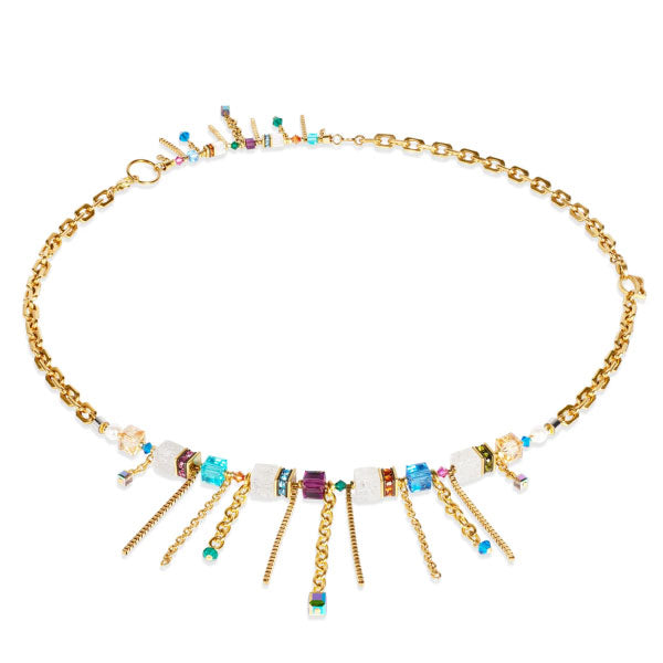 Sunray Cube Couture Gold Multicolour Necklace