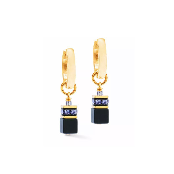 GeoCUBE® Precious Classic Gold Hoop Earrings Blue Moon