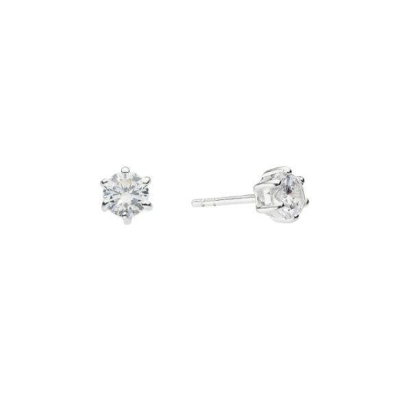 Silver 5mm Cubic Zirconia Claw Set Stud Earrings