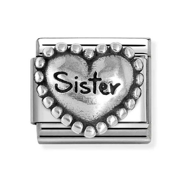 Nomination Classic Silvershine Beaded Heart Sister Charm