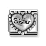 Nomination Classic Silvershine Beaded Heart Sister Charm